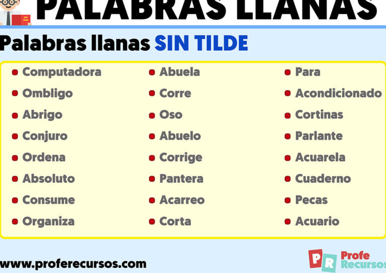 10 ejemplos de palabras llanas en espanol