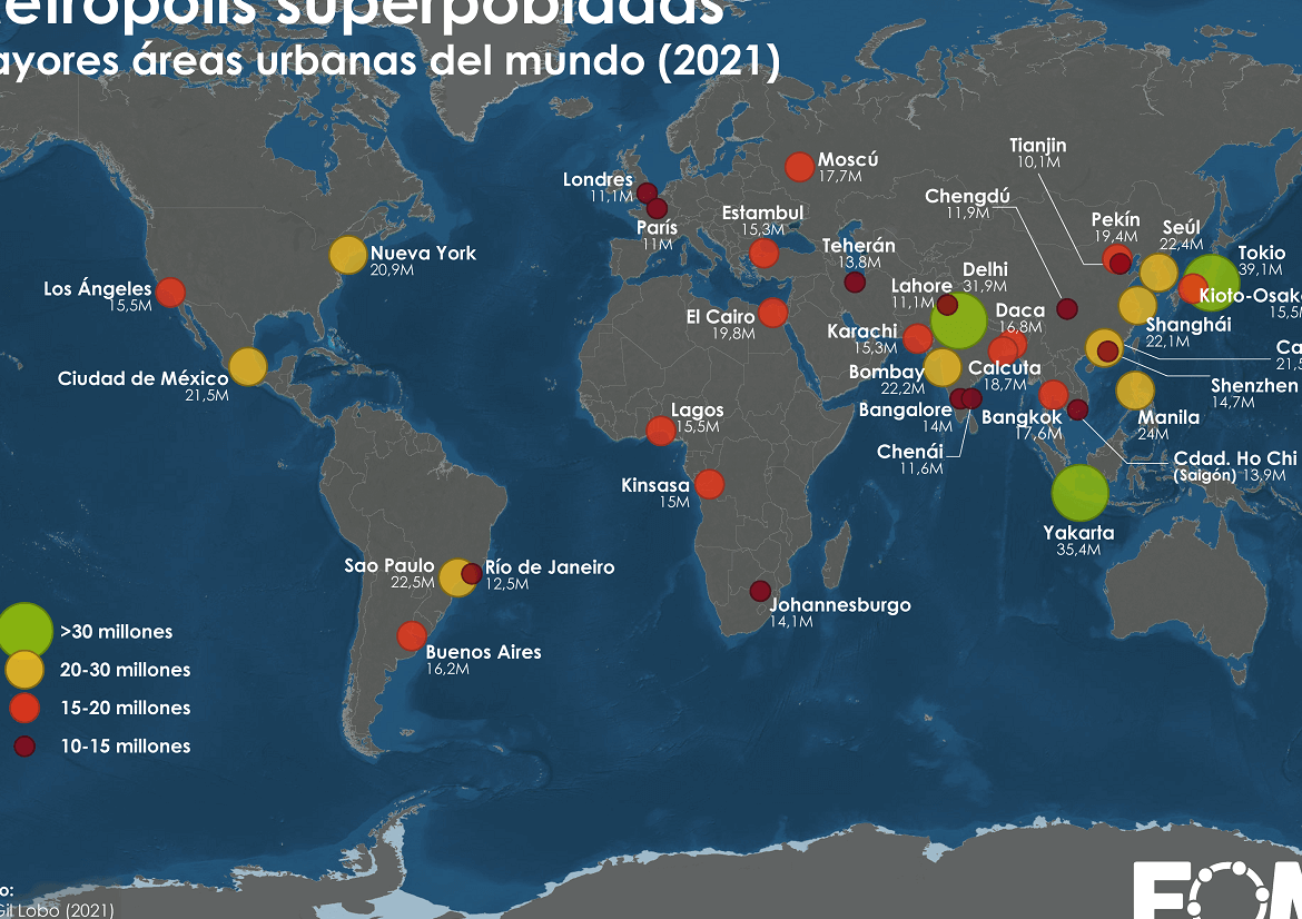 20 ejemplos de las ciudades mas pobladas del mundo
